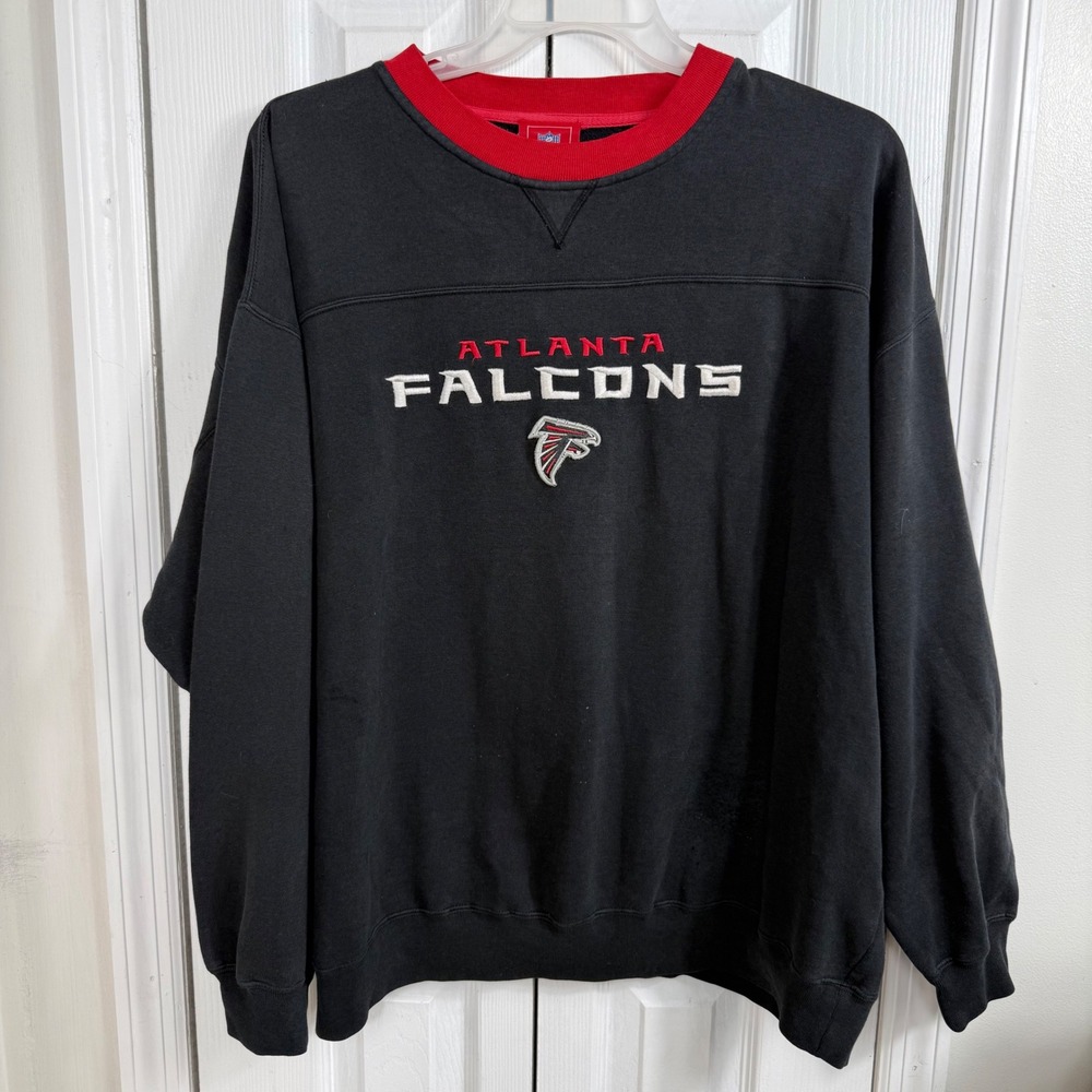 NFL Atlanta Falcons Sweatshirt 2XL Black Red Embroidered Retro Gorpcore Style